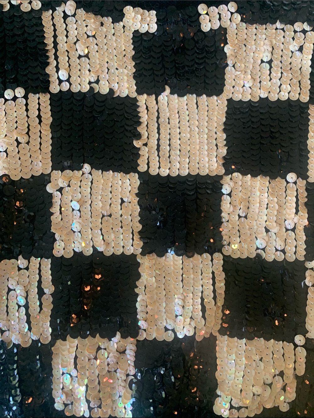 Vintage Sequin Checkerboard Wool Knit Sweater Black/Cream Size L - Picture 5 of 8
